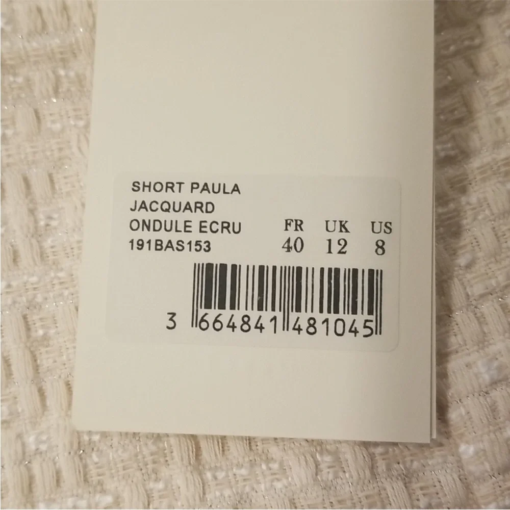 SEZANE Sailor-style Paula Short in Ondule Ecru Jacquard sz US8 / FR40 RARE, NWT - Picture 12 of 13